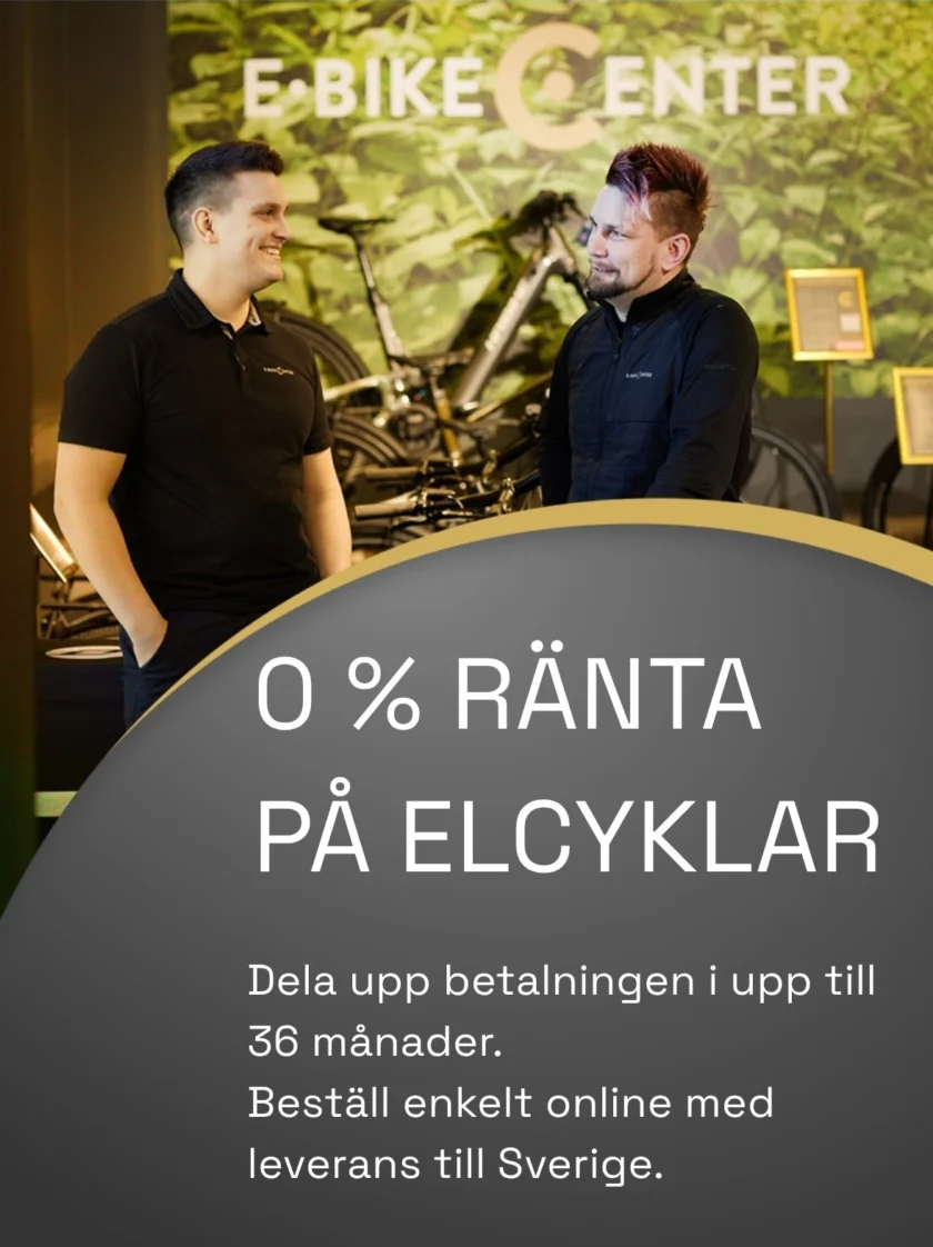 0 % ränta på elcyklar Dela upp betalningen i upp till 36 månader. Beställ enkelt online med leverans till Sverige.